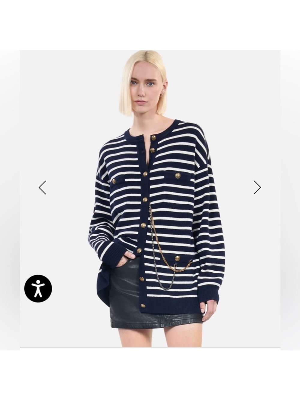 The Kooples STRIPED WOOL CARDIGAN